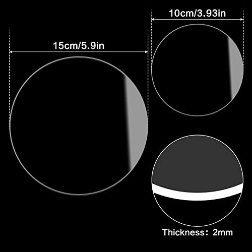 12 Stück Klare Acrylplatten 10/15cm Runde Acrylscheibe Transparente 0,2cm dicke Acrylglas Acrylscheibe Bilderrahmen Malen Transparent Acryl Kreis DIY Acrylscheibe Rund für Handwerk Display Gemälde