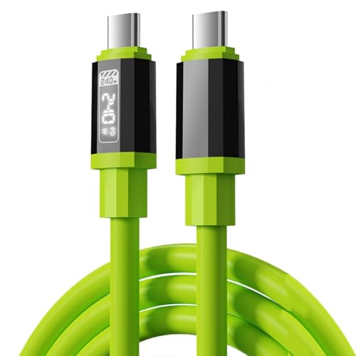 Teilybao USB C Cable, 240W 4.92FT 6A Fast Charging USB C Charger Cable with LED Display, Zinc Alloy Silicone USB C to USB C Cable for iPhone 16/Pro/Plus/Pro Max, MacBook, iPad Pro, Galaxy S24/S23