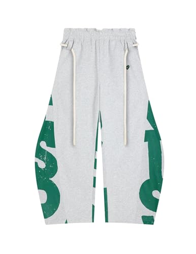 Aelfric Eden Print Baggy Barrel Sweatpants Wide Leg Pants for Women Men Casual Elastic Waist Unisex Graphic Lantern Trouser