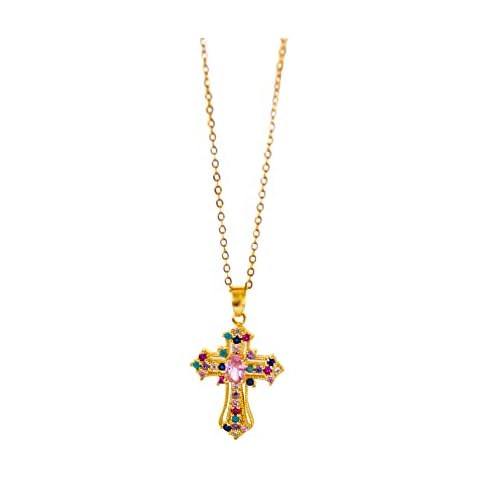 Faith & Gospel Christian Crucifix Necklace Jesus Christ Gold Diamond Jewelry Pendent Christianity Cross Minimalist Pendant Chain Cover