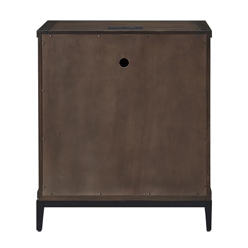 Image of Leick Home Julien Nightstand Side Table, 24 inch, Coffee Bean, Matte Black