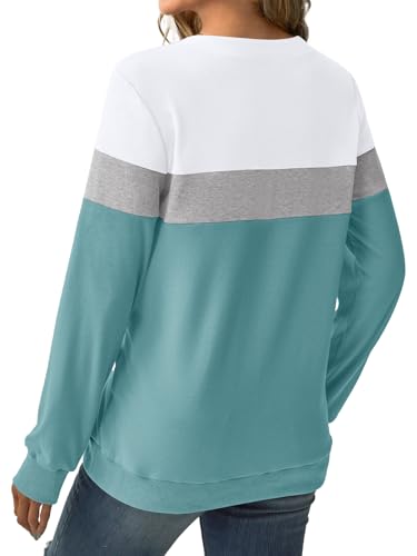 GKBK Womens Sweatshirts Long Sleeve Fall Tops Lightweight Color Block V Neck Cute Loose Casual Pullover - image 5