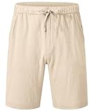 YuKaiChen Mens Casual Linen Shorts Summer Beach Vacation Lightweight Shorts Elastic Waist Drawstring Loose Fit Khaki S