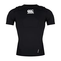 Canterbury Junior Uni Pro Protection Rugby-Weste, schützt Brust und Schultern, atmungsaktiv, leichte und Flexible Schutzweste, Schwarz/Weiß/Silber, LB