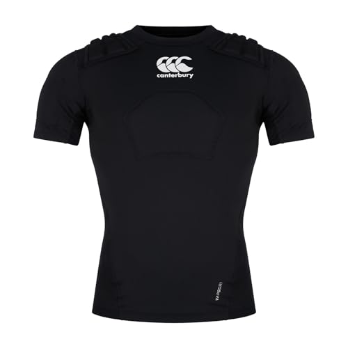 Canterbury Pro Protection Rugby-Weste für Erwachsene, Uni, schützt Brust und Schultern, atmungsaktiv, leichte und Flexible Schutzweste, Schwarz/Weiß/Silber, L