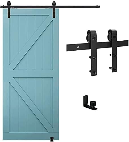 TSMST 6FT/183CM Binario per Porta Scorrevole Kit, Nero e Rustico
