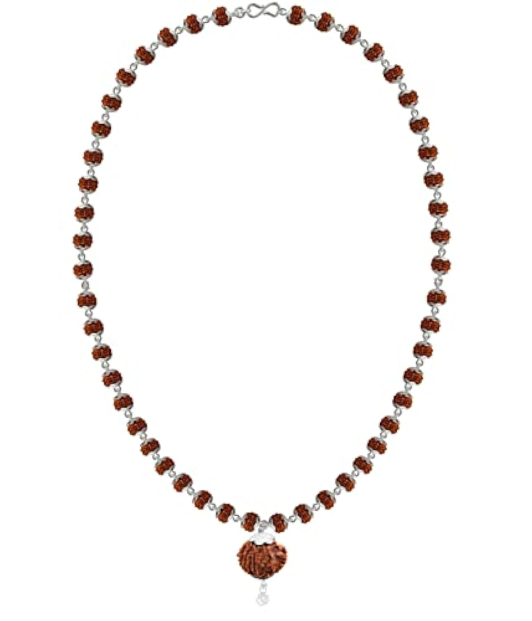 Men's 925 BIS Hallmarked Dual Silver Wire 5 Mukhi Rudraksha Mala