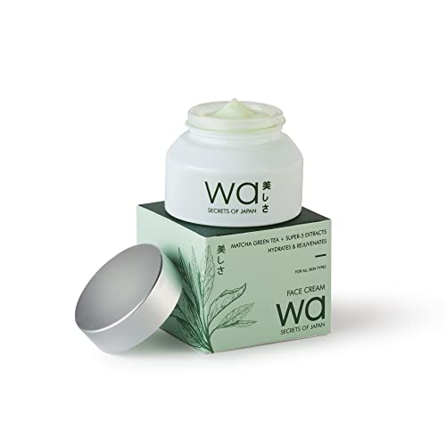 Image of Wa - Japan | Green Tea Face Cream | Hydrates & Rejuvenates | Super-5 Natural Extracts | Parabens, Silicones, Sulphates Free | All-Skin types | 50g | Light-Weight & Non-Greasy