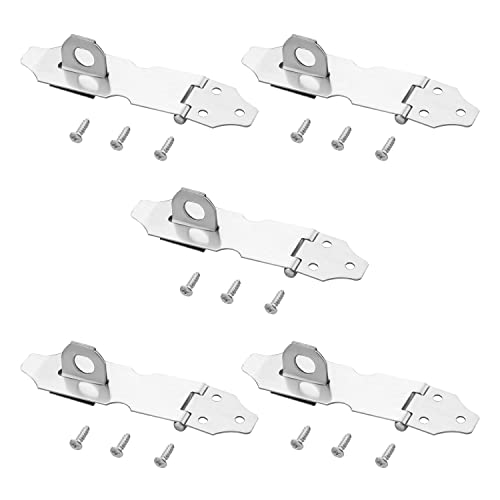 Image of Hasp Staple Padlock Latch,94mm Length,Stainless Steel Furniture Cupboard Door Stainless Steel Silver Tone 5pcs