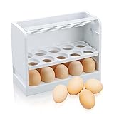 DOXILA Egg Holder for Refrigerator, Egg Storage Box for Fridge, Egg Tray Container Plastic Egg Carton Reusable Egg Organizer for Refrigerator Door 30 Count Space Saver (1 PACK)