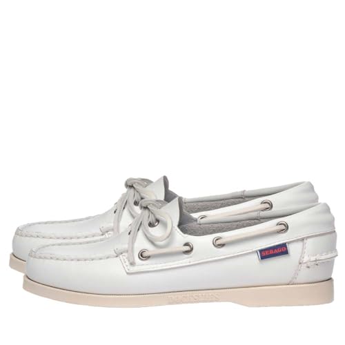 Image of Sebago Docksides Portland Women's Boat Shoes - Full Grain Leather with Leather Sock Lining, 360 Rawhide Laces, Non-Marking Slip Soles