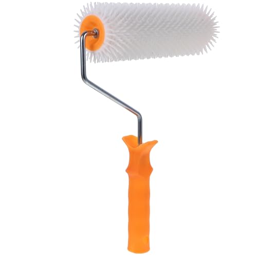 Yardenfun de Púas para Suelo con Mango Ergonómico Antiespumante para Pintura Epoxi y Autonivelante con Marco Estable y Diseño para Fácil Almacenamiento Color Aleatorio