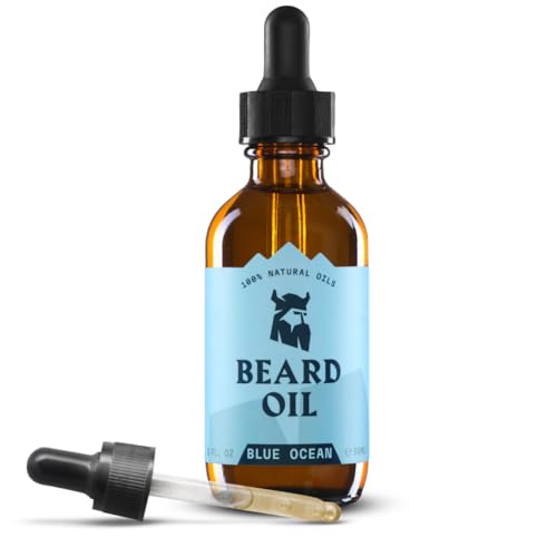 Striking Viking Aceite para Barba Blue Ocean - 60 ml (1 unidad) - Para hombres y que promueve el crecimiento - con aceites naturales de argán y jojoba, hidrata y reduce la picazón
