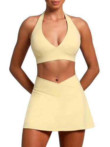 Two Piece Tennis Skirt Sets for Women 2 Piece Mini Skirt Set Pickleball Outfit Golf Skort Going Out Athletic Skirt