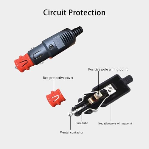 Image of Efillooc 12V DC Power Cord, 10A Fuse, Compatible with Tropicool Black & Decker Portable Car Fridge Mini Cooler Refrigerator (Fridge Cable B)