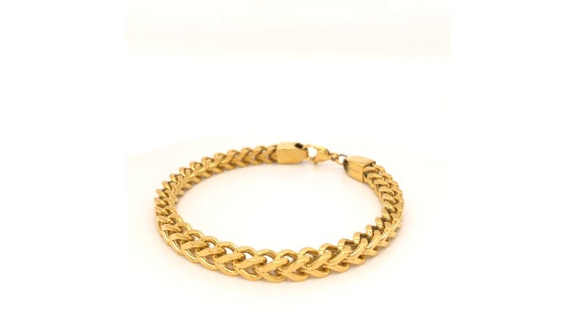 Pulsera de acero inoxidable con baño de oro 10 pulgadas miniatura 7