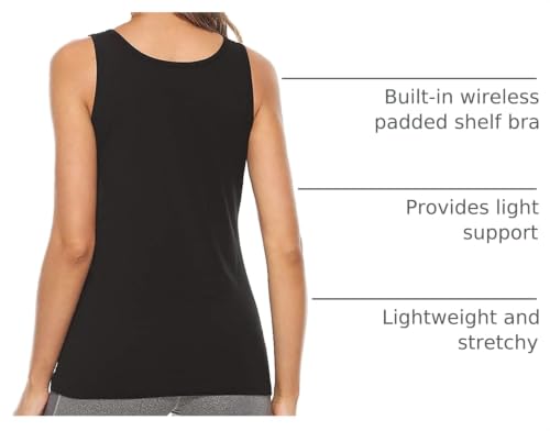 Image of Vislivin Cotton Tank Tops with Shelf Bra for Women Stretch Tanks Wide Strap Undershirts