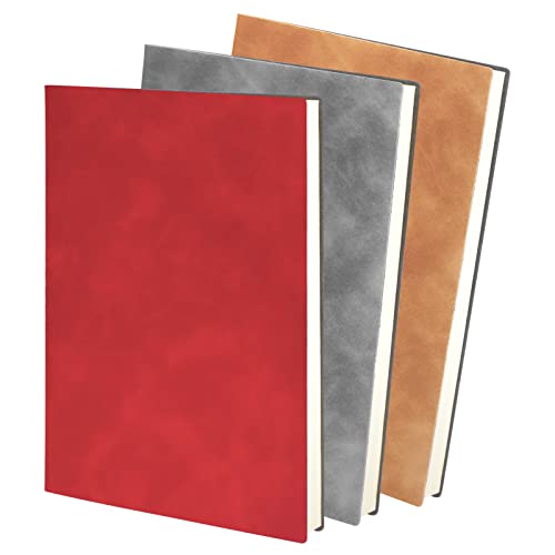 Colorlife A5 Notizbuch, 3 Stück, PU-Ledereinband, 21,1 x 14,5 cm, liniert, Notizbuch, 100 Blatt/200 Seiten für Studenten, Büro, Schulbedarf Cover