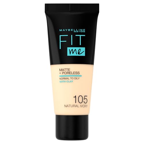 Maybelline New York, Base de Maquillaje que Calca a tu Tono Fit me! Mate y Afinaporos, Color: 105 Natural Ivory