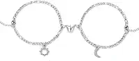 2 Pulseiras Magnéticas Casal Namorados Sol E Lua Caixa Kit