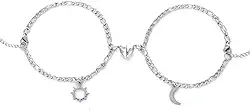 2 Pulseiras Magnéticas Casal Namorados Sol E Lua Caixa Kit