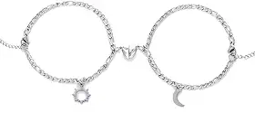 2 Pulseiras Magnéticas Casal Namorados Sol E Lua Caixa Kit