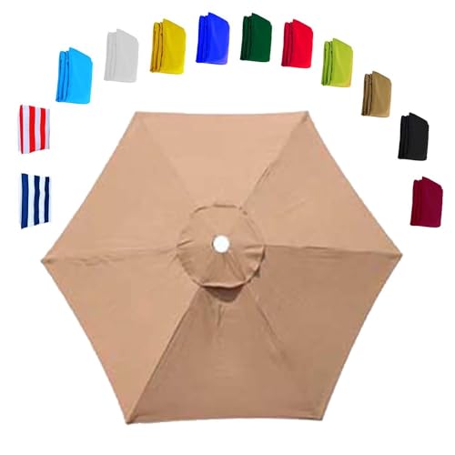Patio 10FT Umbrella Replacement Canopy Garden Sun Umbrella Replacement Cloth With 6 Ribs/8 Ribs For Outdoor Backyard Pool Umbrellas Cantilever Parasols Replacement Covers (Color : Khaki, Size : 3.0m