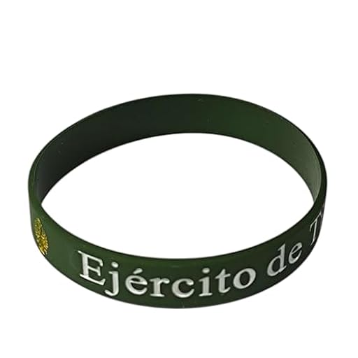 Pulsera Ejército de Tierra de Silicona – Color Verde con Letras Blancas, Escudo del Ejército de Tierra y Bandera de España – Unisex, 63 mm Diámetro Interno, 12 mm Ancho, 21 cm de Contorno - 1 Unidad | Ya disponible en tu tienda friki favorita! En mundofriki.es!