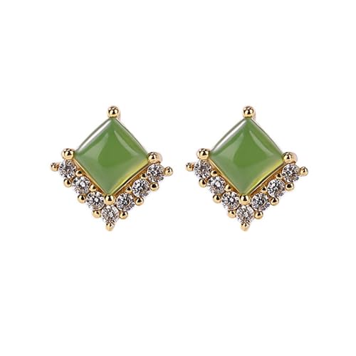 Boucles d'oreilles carrées en jade vert pour sublimer votre style quotidien