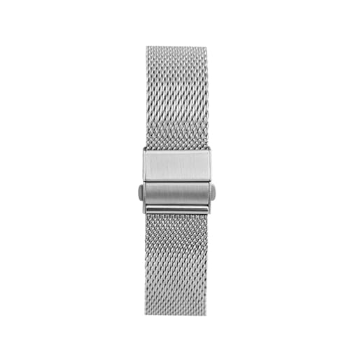 [JLIGONAFP] Milanese Loop Strap 18mm 20mm 22mm Stainless Steel Metal Double Press Folding Buckle Watch Band Accessories(Silver,2
