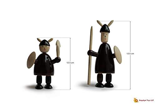 Gogalgai Toys 4 Wooden Warrior Figurines, Multicolor