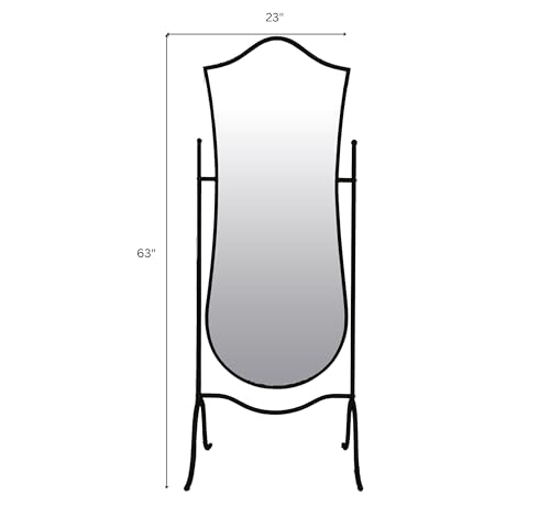 Image of Gharaana Luxe Cheval Metal Full-Length Mirror with Stand for Living Room, Full-Length Mirror for Bedroom | Standing Mirror | Bold Black (63x23x12)