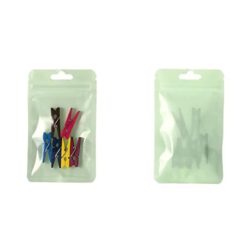 Bolsas de plástico selladas, Bolsas de Mylar con cierre cremallera for almacenamiento alimentos, 100 unidades, bolsas herméticas papel metálico, plástico transparente frontal for envasar dulces(Green)