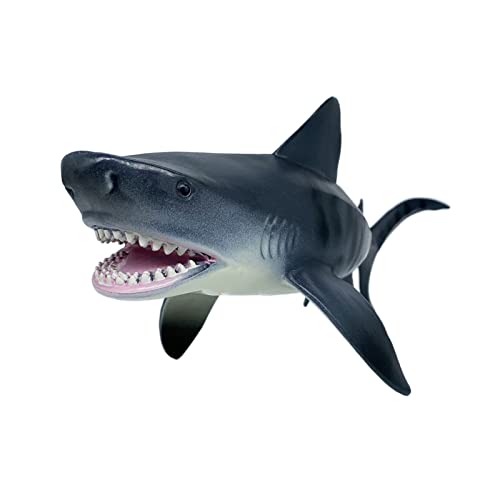 Higherbros Tiger Shark Action Figure Toys, Sea Life Shark Animal Figurine Ocean World Realistic Marine Animal, Great For Bath Toys, Beach Toys Birthday Cake Copper For Kids -11 Inches Length #TOP1