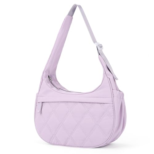 Image of JANKS Small Puffer Crescent Shoulder Bag for Women, Nylon Quilted Puffy Crossbody Purse, Cute Hobo Shoulder Handbags