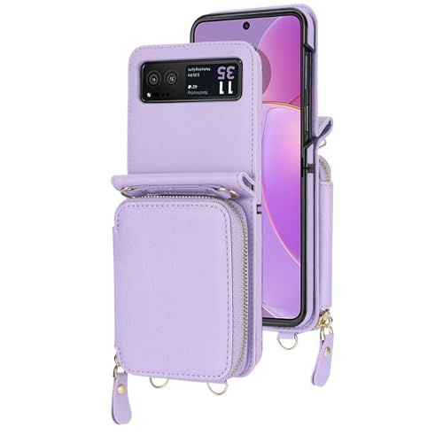 Housse en cuir pour Samsung Z Flip 7, finition premium violette