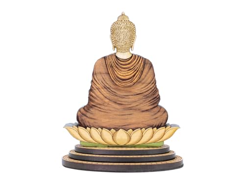 Estatua Buda tallada en madera 10.7 cm miniatura 2