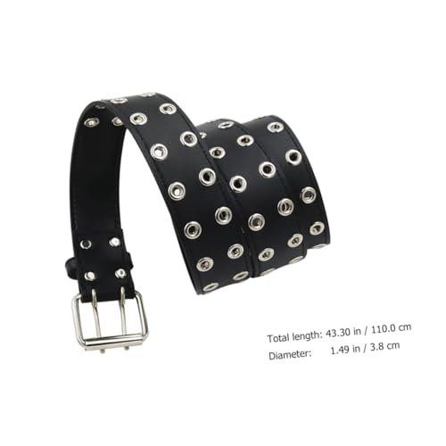 NOLITOY 1pc Punk Style Double Row Belt for Men Alloy Buckle Matching Waistband for Casual Wear and Daily Use3
