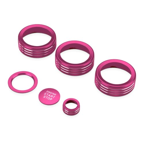Image of for Toyota Tacoma 2024-2026 & 4Runner 2025-2026, 8-Inch Screen Aluminum Alloy Knob Cover Trim - Fits Push Start, AC, Volume & 4WD Gear Switch (Pink, 6-Piece Set)