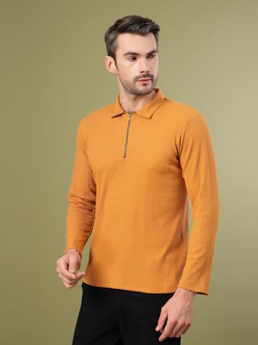 Image of Rigo Printed Casual T-Shirts for Men | Waffle Knit Solid T-Shirt for Men | Full Sleeves T-Shirts for Men