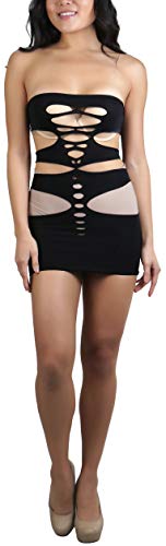 Image of ToBeInStyle Women's Stretch See Through Fishnet Novelty Mini Rave Party Dress