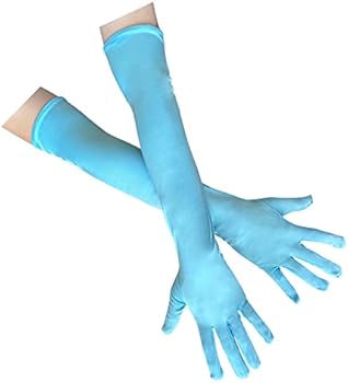 Lange Ellbogen Satinhandschuhe, Elegant Dehnbar Lange Handschuhe 53cm Opernhandschuhe Abend Tanzparty Handschuh für Frauen Cosplay Karneval Jubiläum (Blau