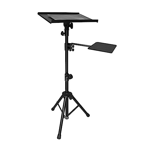 Image of MX Superlux Adjustable Tripod Stand with Dual Metal Trays - Foldable Portable Stand for Laptop, Projector, Speaker, DJ, Presentations - Height 2.5-4 ft