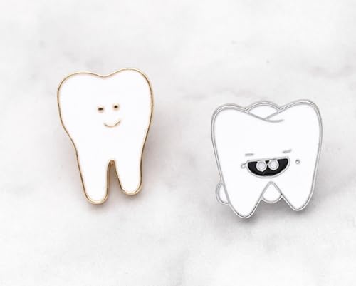 Image of Dental Pins Dental Shape Brooch Cute Cartoon Enamel Tooth Badge Tooth Pin Women Men Personality Style Doctor Dentist Uniform Brooch Pin Gift