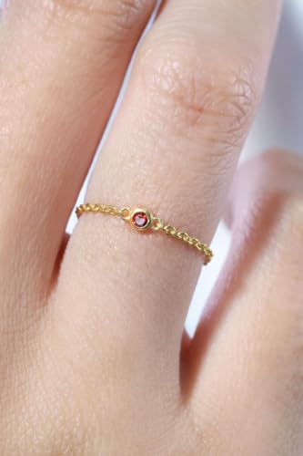 Grenat rouge naturel sur bague solitaire d'exception en argent 925 plaqué or