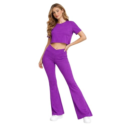 T-shirt court et legging de sport bootcut pour femme évitant l'inconfort des tenues serrées