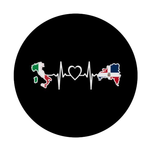 Dominican Italian Heartbeat Italy Flag Heritage PopSockets Swappable PopGrip, Black - Image 3