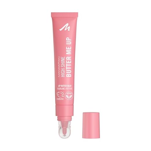 Manhattan High Shine Butter Me Up Lip Butter Balm, getönter, ultra-feuchtigkeitsspendender Lippenbalsam mit glossy Finish, vegane Formel, Vanilleduft, 15 ml, Fb. 002 Bubble Gum