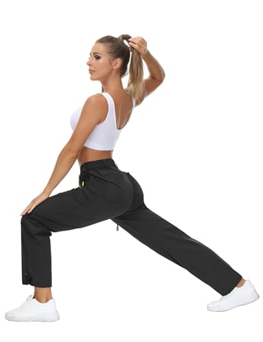 Rapbin Women Hiking Cargo Trousers 2025 Lightweight Summer Quick Dry Water Resistant UPF 50 Casual Outdoor Walking Pants with Zipper Pockets for Trekking,Camping,Running(Black,S) - Image 2