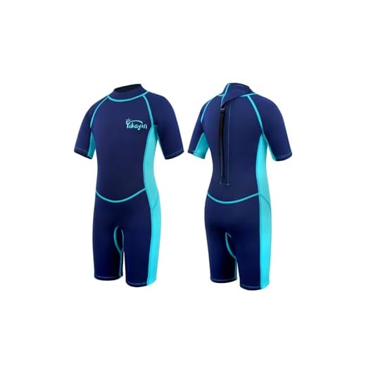 Yikayin Neoprenanzug Kinder Kurz, 2.5mm Neopren Shorty für Jungen Mädchen, Thermo UV Schwimmanzug Rückenreißverschluss zum Schwimmkurs, Tauchen, Surfen, Schnorcheln